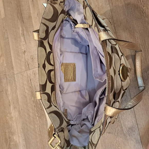 Coach Signature Brown and Gold Tote Bag - Picture 7 of 8